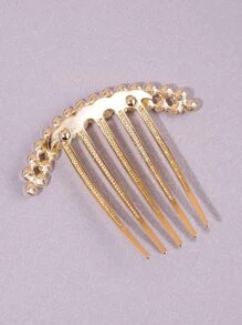 Rhinestone & Faux Pearl Decor Hair Comb Elegant - Multicolor - View 4