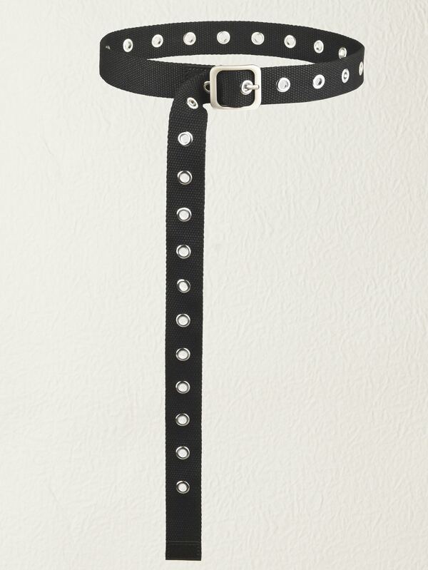 Street Eyelet Decor Square Buckle Tape Belt Halloween Summer, School