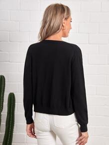 EMERY ROSE Cardigan con bottone frontale monocolore - nero - Visualizzare 3