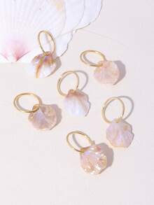 6入組貝殼墜飾電話綫髮圈 - 彩色 - 查看 2