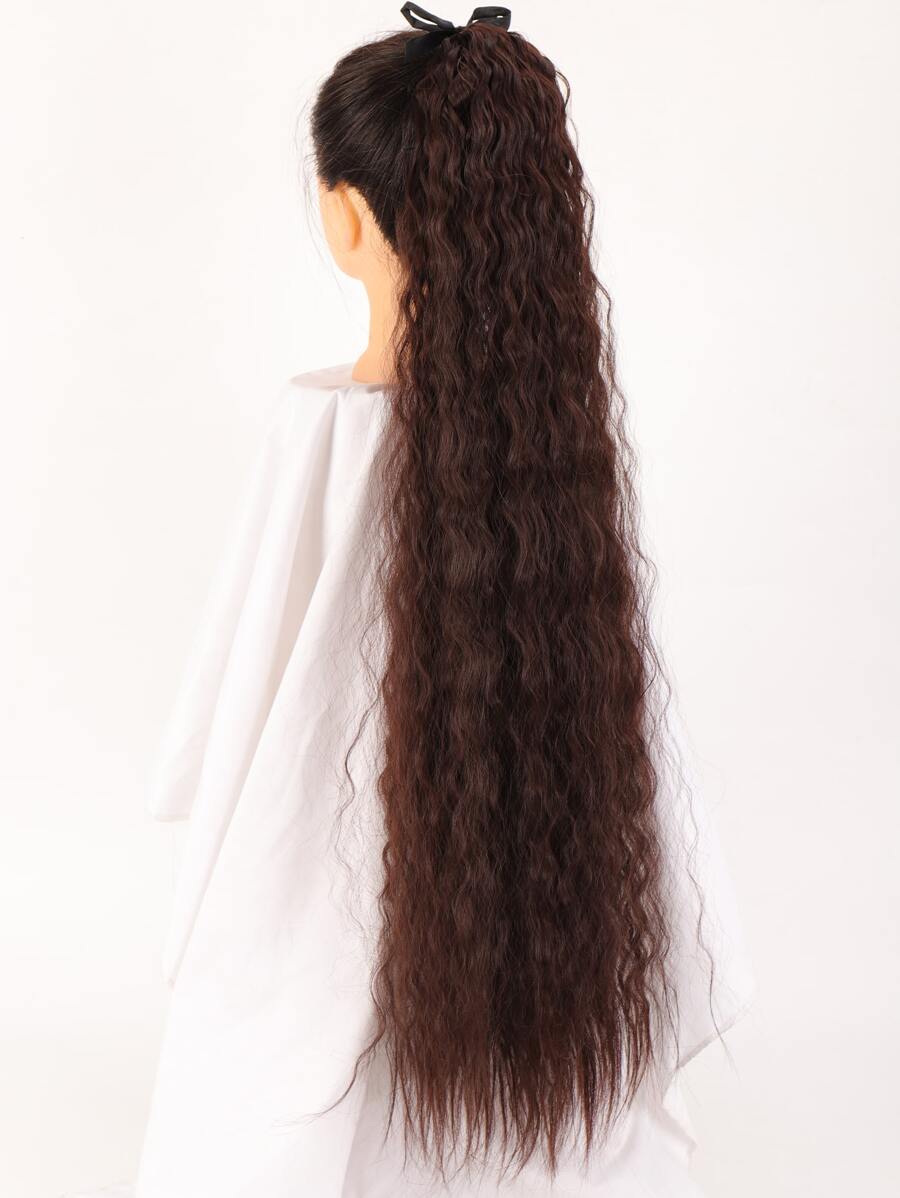 Long Curly Ponytail Synthetic Hair Extension - Chocolate Brown - View 1