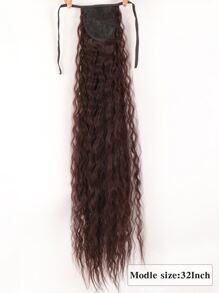Long Curly Ponytail Synthetic Hair Extension - Chocolate Brown - View 2