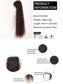 Long Curly Ponytail Synthetic Hair Extension - Chocolate Brown - View 7