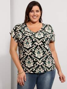 EMERY ROSE Blusa con estampado floral de manga murciélago - Multicolor - Ver 3