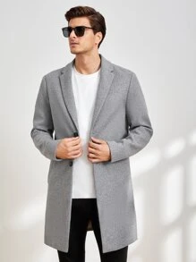 Manfinity NiteLyfe Men Button Front Lapel Collar Overcoat - Grey - View 1