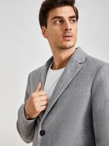 Manfinity NiteLyfe Men Button Front Lapel Collar Overcoat - Grey - View 6