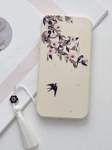 花和鳥手機殼帶流蘇吊墜 - 彩色 - 查看 2