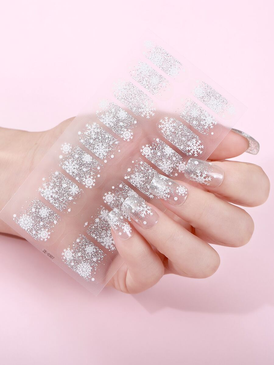 Beauty Sticker 1sheet Snowflake Print Nail Art Sticker & 1pc Nail File - Multicolor - View 1