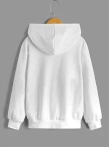 SHEIN Áo nỉ in hình chữ và số Nhật Bản dành cho bé trai tuổi teen - trắng - Xem 2