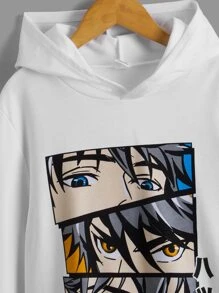 SHEIN Áo nỉ in hình chữ và số Nhật Bản dành cho bé trai tuổi teen - trắng - Xem 3