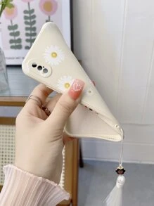 流蘇吊墜花卉手機殼相容於iPhone15/15Plus/15Pro/15Promax - 米色 - 查看 3