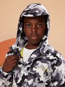 SOLOCOTE 男孩迷彩和字母圖案連帽夾克 - 彩色 - 查看 7