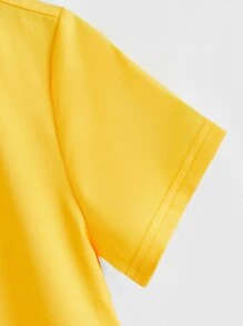 SHEIN Toddler Boys Slogan & Figure Graphic Tee - Yellow - View 4