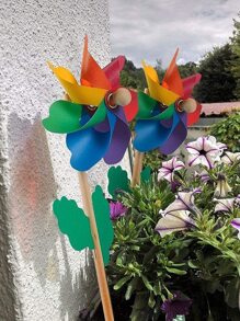 1入組風車設計花園裝飾物 - 彩色 - 查看 2