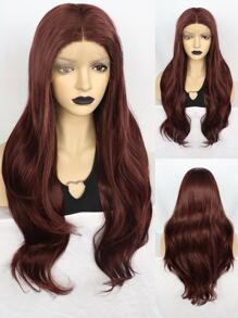 Tóc giả tổng hợp sóng dài 13 * 4 phía trước - Màu Đỏ Sâu - Xem 1