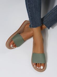 極簡風格單帶涼拖 - 綠色 - 查看 3
