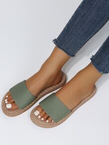 極簡風格單帶涼拖 - 綠色 - 查看 4