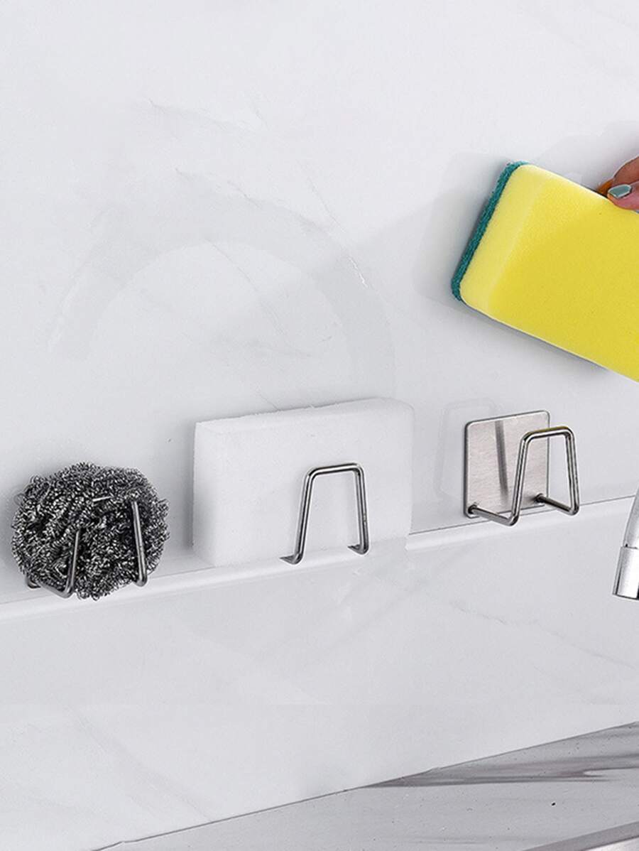 1入組掛壁式清潔海綿架 - 銀色 - 查看 1