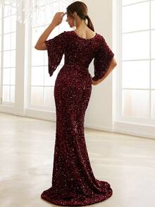 Missord Sweetheart Neck Sequins Prom Dress - Maroon - View 2