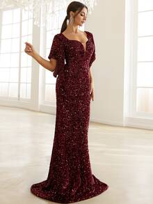 Missord Sweetheart Neck Sequins Prom Dress - Maroon - View 7