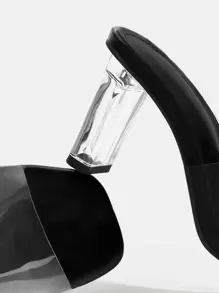 CUCCOO SZL Woman Shoes Square Toe Clear Strap Chunky Heeled Versatile Mule Sandals For Spring And Summer Vacation Shoes Summer Sexy Party Baddie Fashionable Chic Gorgeous Style Halloween Valentines Valentine Day - Clear - View 3