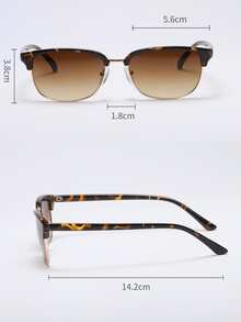 1pc Vintage Metal Frame Sunglasses, Unisex Fashionable Classic Decorative Eyewear For Outdoor Activities - Ombre - View 4