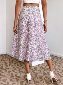 SHEIN Essnce 滿版圖案高衩半身裙 - 彩色 - 查看 2