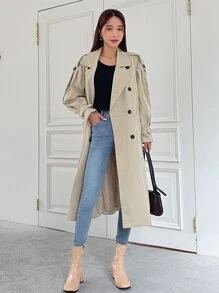 DAZY 雙排扣主教袖配腰帶風衣