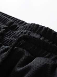 Men Paisley and Letter Graphic Tank Top & Drawstring Shorts - Black - View 3