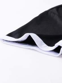 Manfinity Homme Men Letter Graphic Contrast Trim Tee - Black - View 5