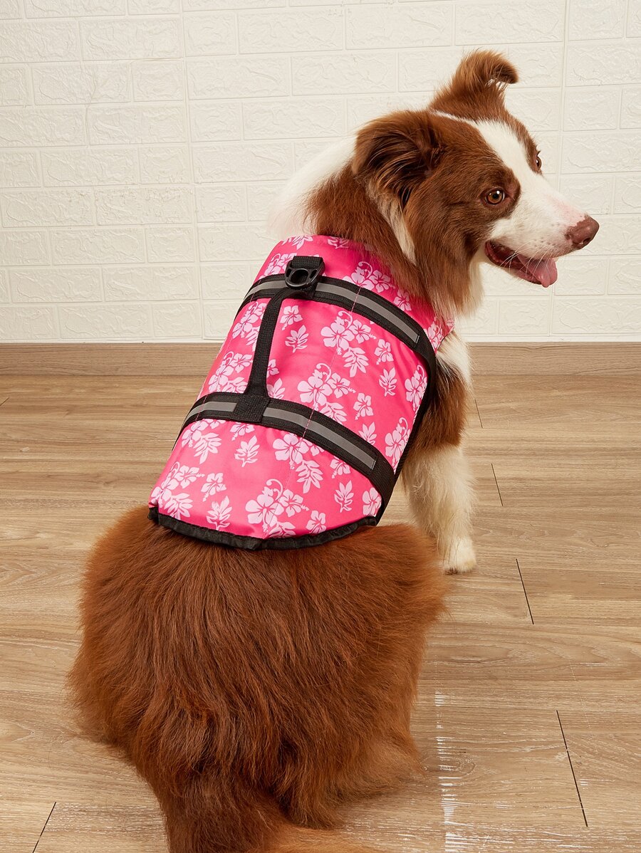 Floral Print Pet Life Jacket - Multicolor - View 1