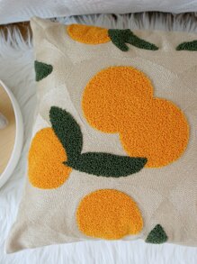 1入組水果刺繡靠墊套不附帶墊芯 - 橘色 - 查看 3