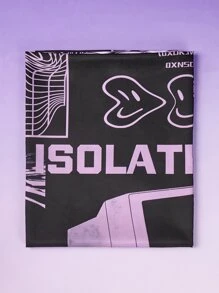 ROMWE 1入組人物和標語圖案掛毯 - 紫色 - 查看 2