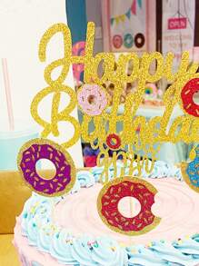 1入組生日派對甜甜圈裝飾蛋糕裝飾 - 彩色 - 查看 4