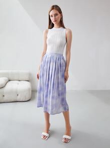 MOTF PREMIUM VISCOSE PRINTED FLOWY SKIRT - Lilac Purple - View 6