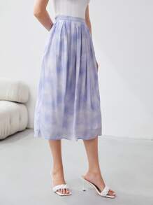 MOTF PREMIUM VISCOSE PRINTED FLOWY SKIRT - Lilac Purple - View 8