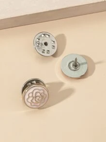 2pcs Flower Pattern Round Design Brooch - Pink - View 2