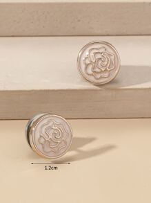 2pcs Flower Pattern Round Design Brooch - Pink - View 3