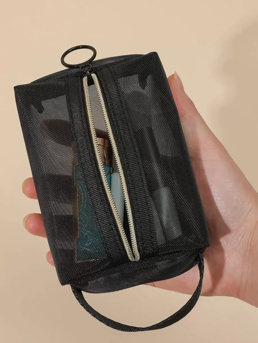 Mesh Makeup Bag For Women Daily Wear - Black - View 1