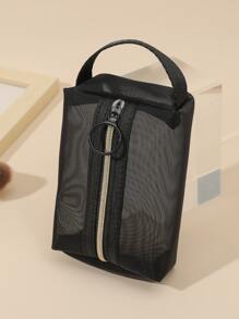 Mesh Makeup Bag For Women Daily Wear - Black - View 2