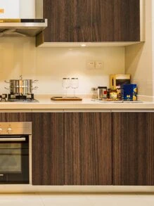 1pc Walnut Wood Grain Background Decoration Wallpaper For Cabinet, Table, Chair Renovation - Brown - View 8