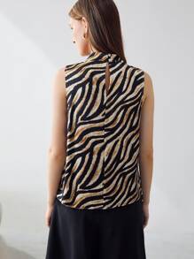 MOTF PREMIUM 100% SILK ZEBRA TOP - Multicolor - View 3