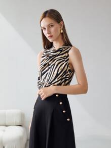 MOTF PREMIUM 100% SILK ZEBRA TOP - Multicolor - View 4