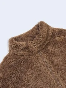 SOLOCOTE 男孩斜插口袋泰迪夾克 - 駝色 - 查看 5