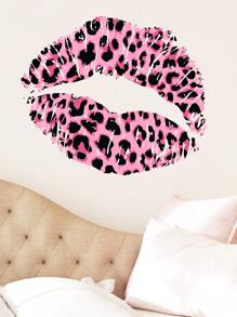 豹紋嘴唇印花牆貼 - 粉色 - 查看 4
