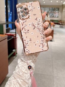 粉色1入6D電鍍TPU圖案手機殼和1入流蘇掛繩，兼容iPhone Samsung Xiaomi Huawei Oppo手機，兼容 iPhone15/15Plus/15Pro/15Promax - 彩色 - 查看 2