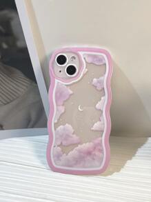 Vỏ điện thoại trong suốt họa tiết mây hồng - Nhiều màu - Xem 2