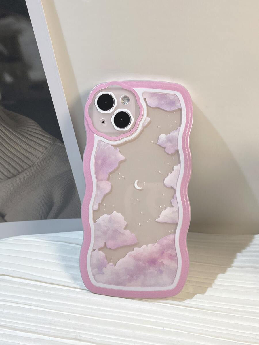 Vỏ điện thoại trong suốt họa tiết mây hồng