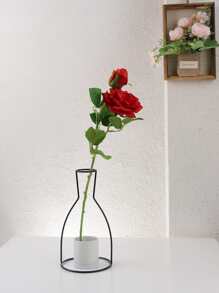 1pc Iron Flower Vase, Creative Black Vase For Flower,Home Decor,Flower Vase,Centerpiece,Table Decor Rama Decoration Rama - Black - View 3