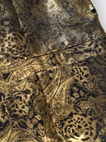 Manfinity AFTRDRK 男士1入組燙金花朵和佩斯利印花馬甲 - 金色 - 查看 5